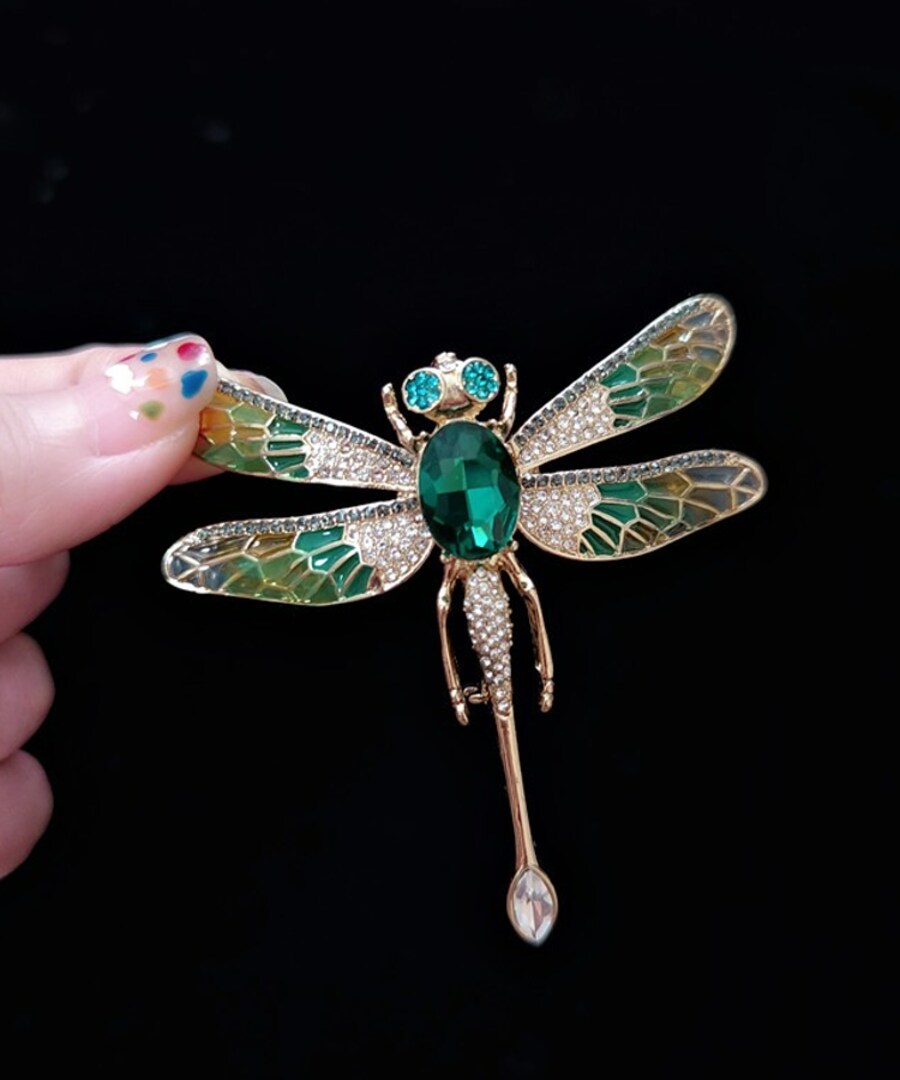 Broche De Alfiler De Libélula Con Cristales Y Perlas - Joyería De Disfraz Para Mujer, Regalo Elegante